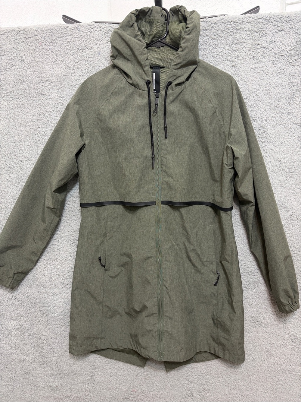 Mondetta Olive Hooded Trench Coat, women’s Medium